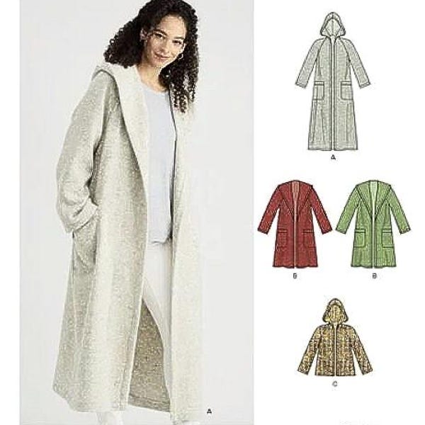 Patron de couture pour manteaux avec capuche pour femme, New Look N6585, nouveau modèle, manteaux ouverts à coudre en polaire ou en laine, tailles 6 à 24