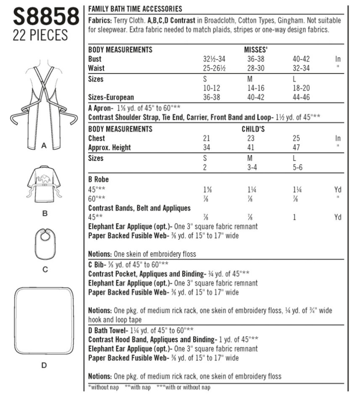 Sewing Pattern for Famiy Bathtime Accessories Terry Cloth Etsy