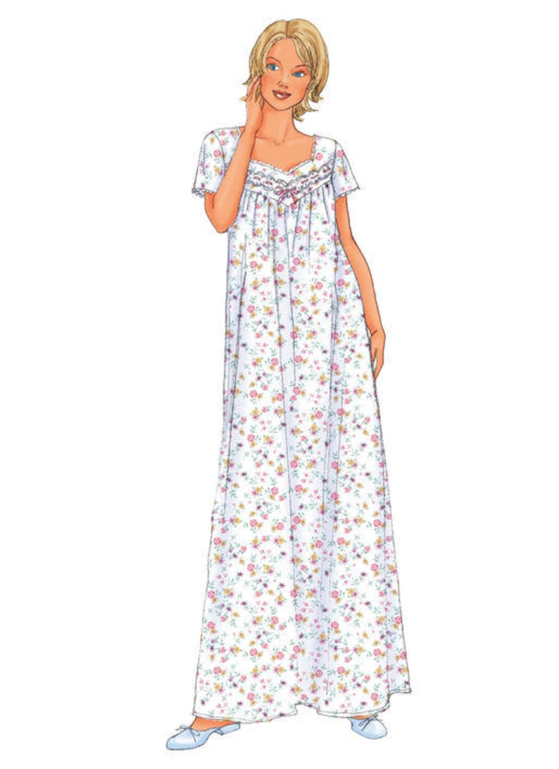 Sewing Pattern for Misses' & Misses Petite Diamond-Neck Nightgowns, Butterick Pattern B6838, Sleepwear, Nightgowns, Womens Nightgown Pattern image 7