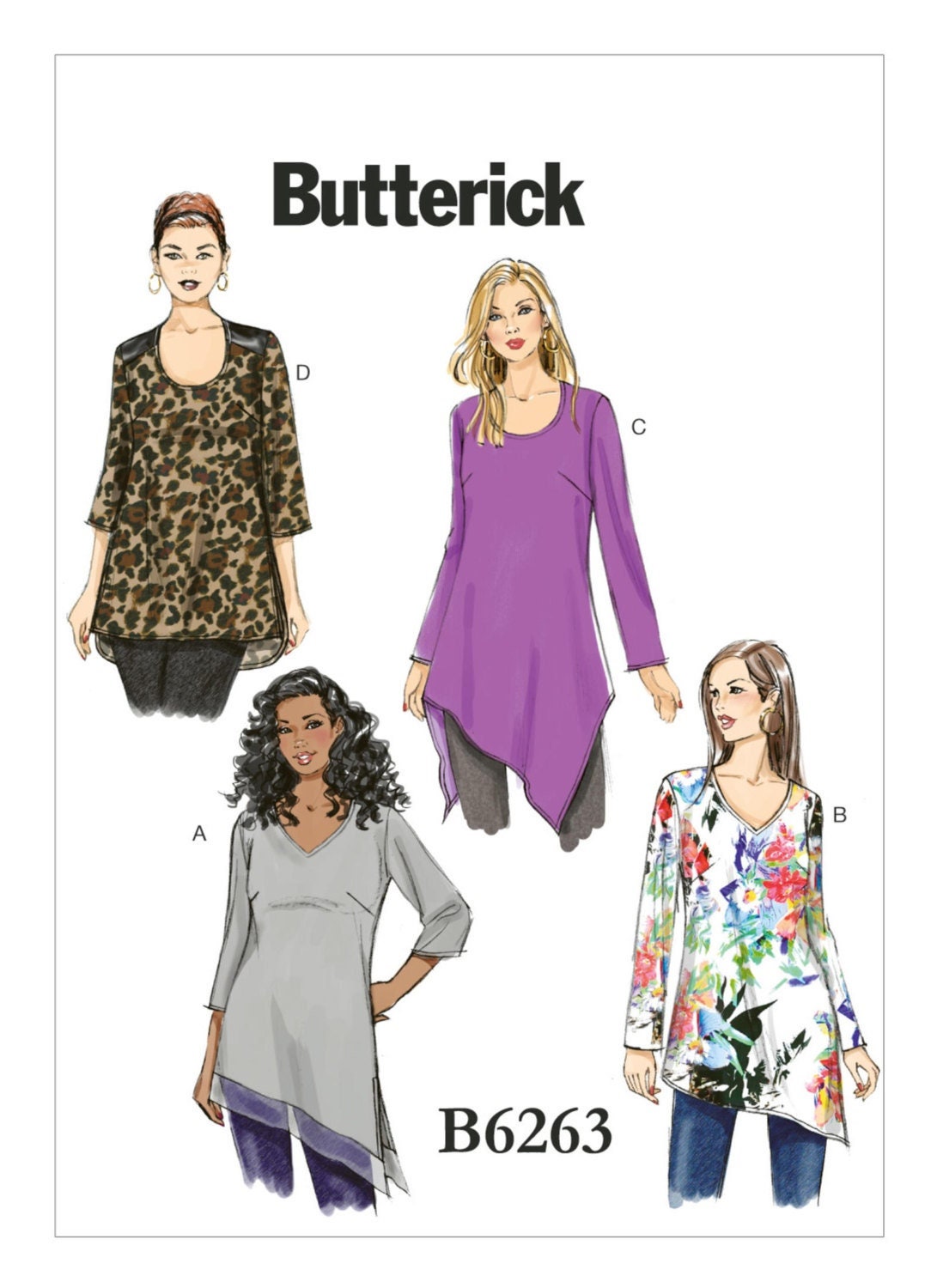 Sewing Pattern for Women's Asymmetrical-hem Tunics, Butterick Pattern  B6263, Womens Plus Sizes, Hi Low Hem Tunic Top -  Canada
