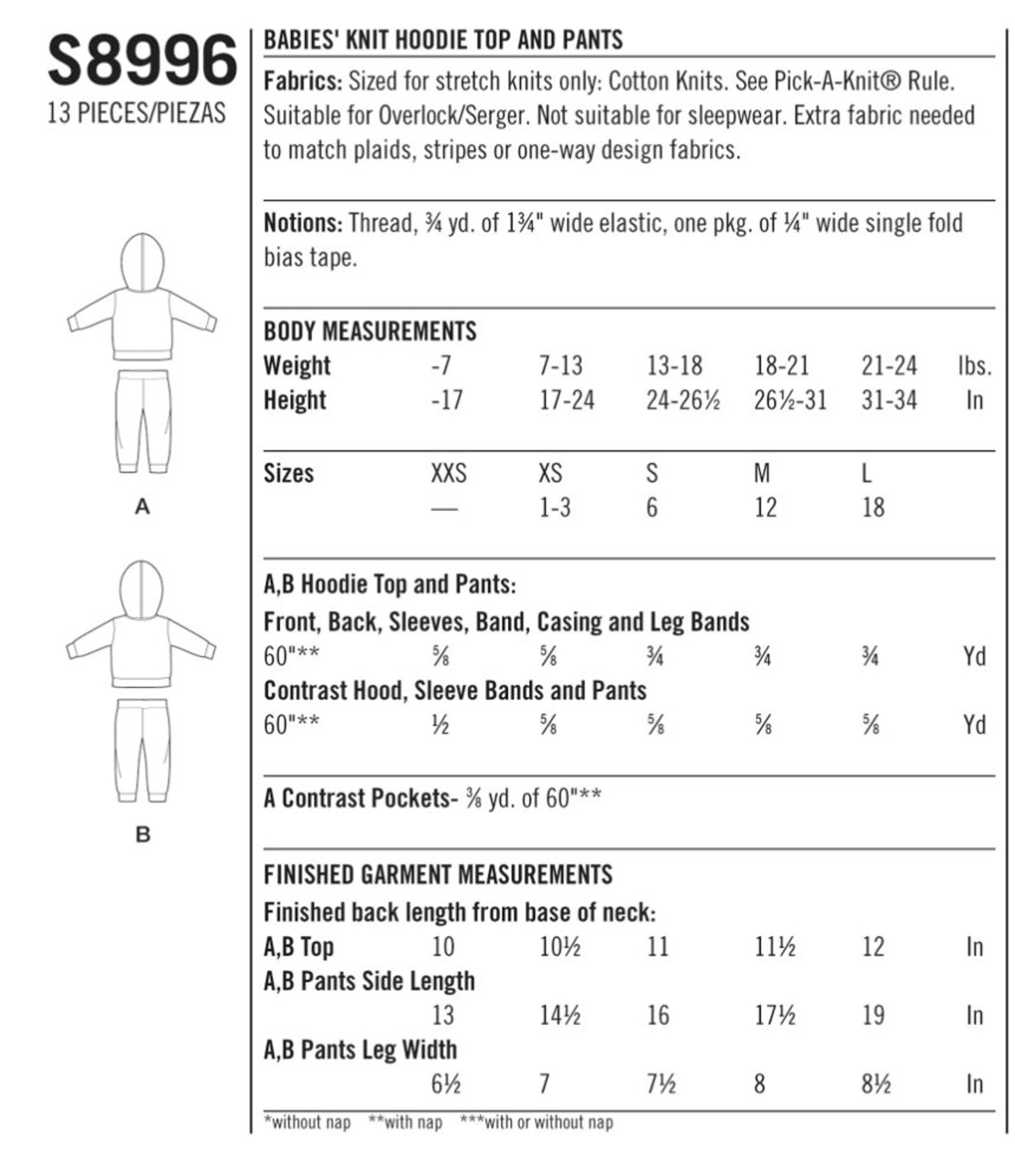 Sewing Pattern for Baby Knit Hoodie Top and Pants Simplicity Etsy