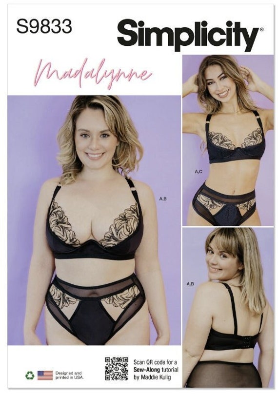 Sewing Pattern for Womens Lingerie, Simplicity Pattern S9833, Womens Plus  Size & Misses Bra, Panty or Thong by Madalynne Intimates, XS to 4X 