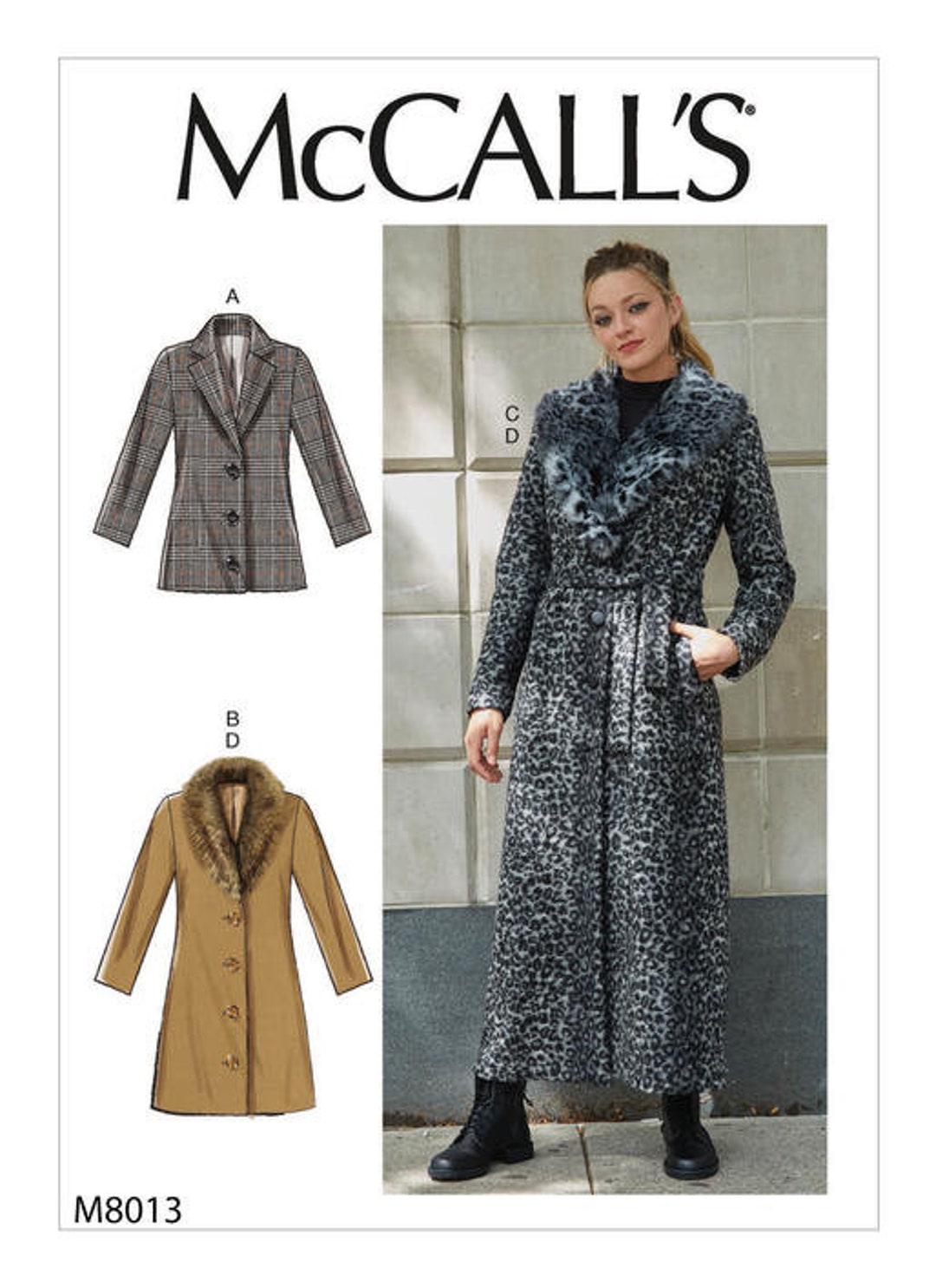 Sewing Pattern for Womans Coats, Mccall's Pattern M8013, New Pattern ...