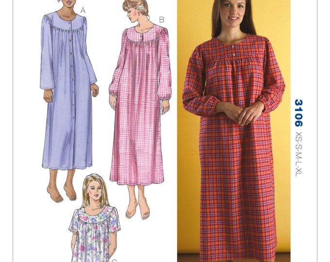 Sewing Pattern for Womens Nightgowns, Kwik Sew Pattern K3106, Classic