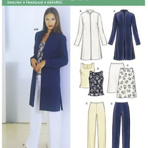 May include: A sewing pattern for a long jacket, a sleeveless top, a skirt, and pants. The pattern is for sizes A/B and D. The pattern number is 6163.