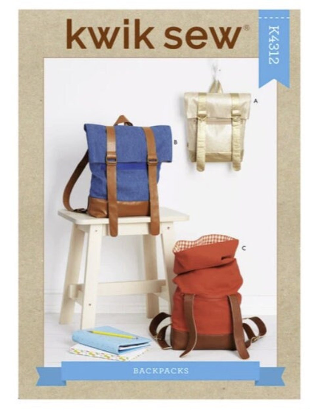 Sewing Pattern for Backpacks in Two Sizes, Kwik Sew Pattern