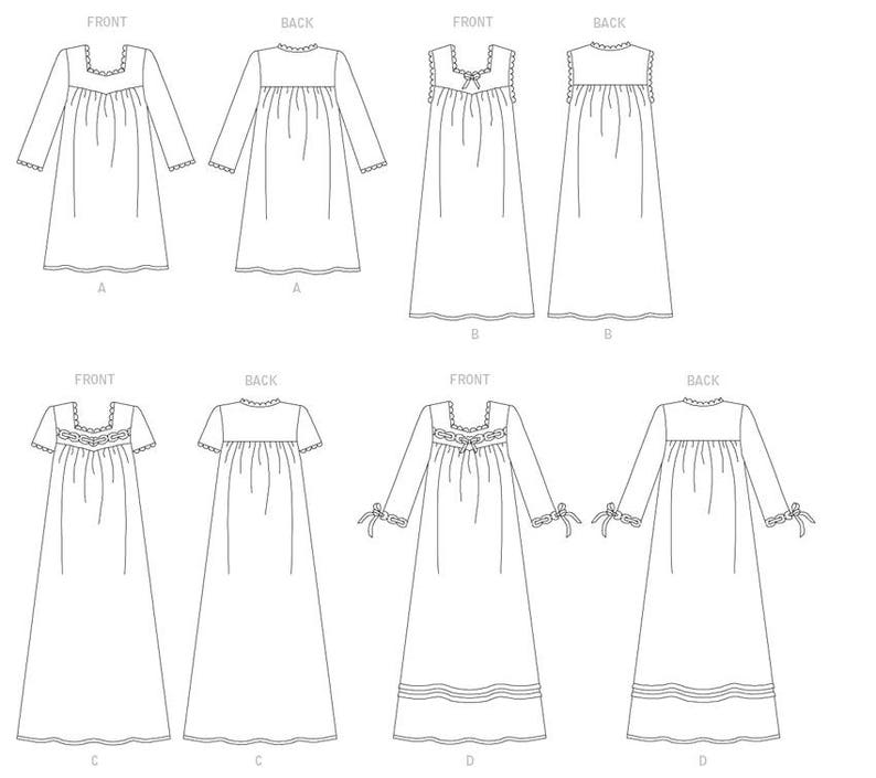 Sewing Pattern for Misses' & Misses Petite Diamond-Neck Nightgowns, Butterick Pattern B6838, Sleepwear, Nightgowns, Womens Nightgown Pattern image 8