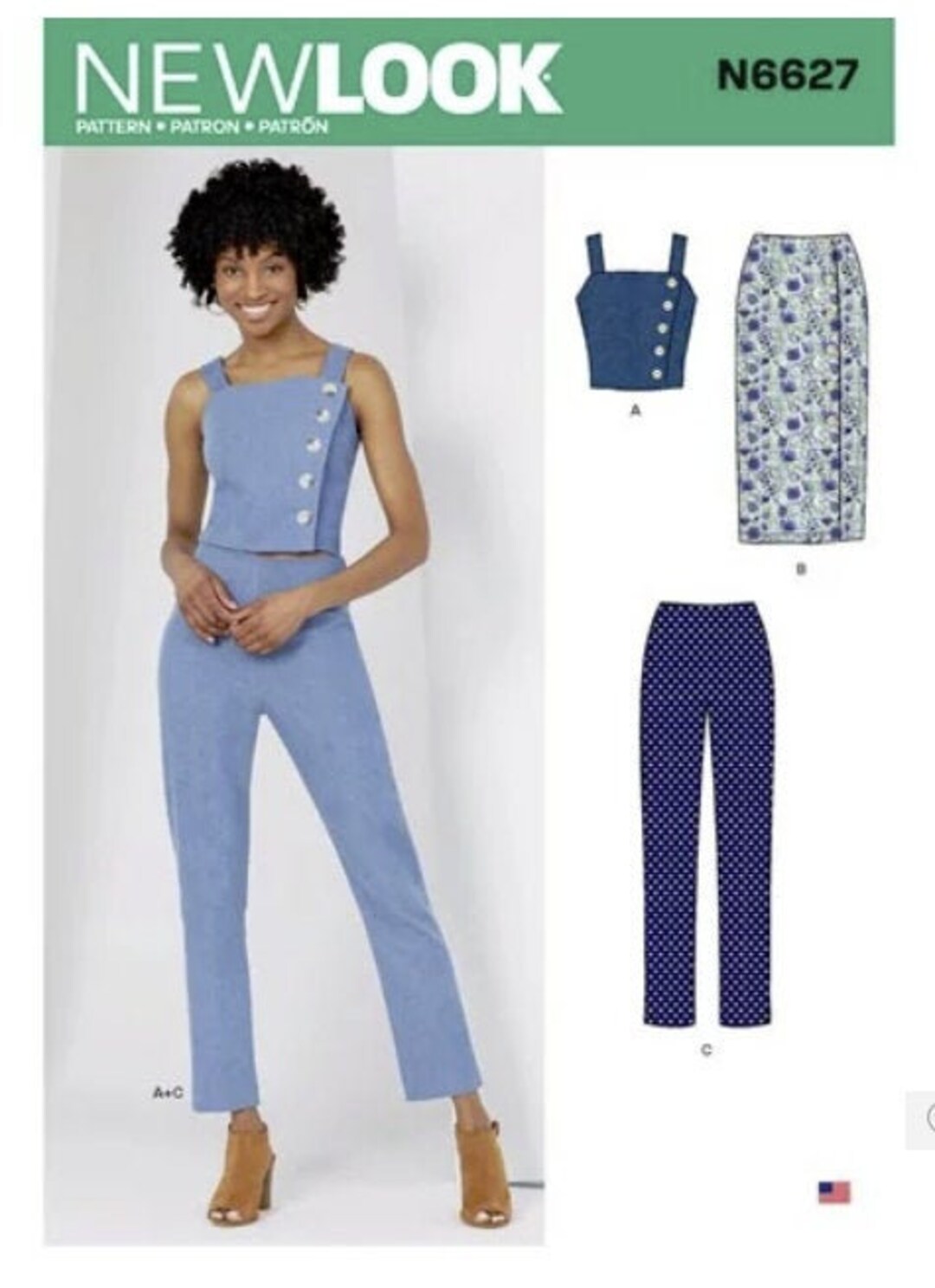 Sewing Pattern for Womens Top, Skirt, and Pants, New Look Pattern 6627 ...