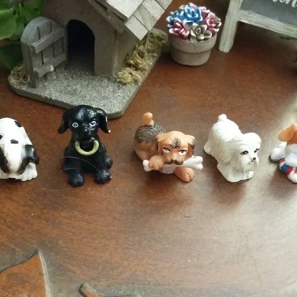 Fairy Garden Miniature Resin DOGS for Fairy Garden, Miniature Dog House, Miniature Dog, Doll House Size Dogs, Your Choice