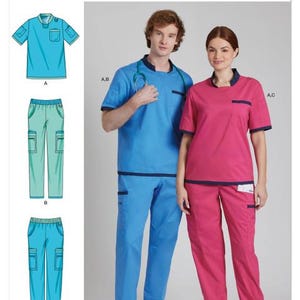 Sewing Pattern Mens & Womens Scrubs, Simplicity Pattern S3203, Unisex Sizing, Medical Uniforms, Scrub Top, Scrub Pants, Sizes XS to XXL, New