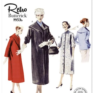 May include: Vintage sewing pattern for four different coat styles. The pattern is from Butterick and is a reproduction of a 1950s design. The pattern includes additional size options and cutting layouts. The pattern is authentic and designed and printed in the USA.