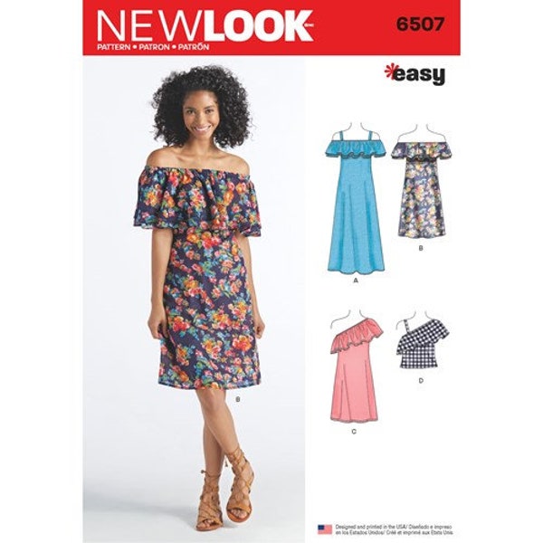 Sewing Pattern for Womens Dresses & Top, New Look Pattern N6507, New Pattern, Maxi Dress, Summer Dress, Summer Top, Off Shoulder Variations