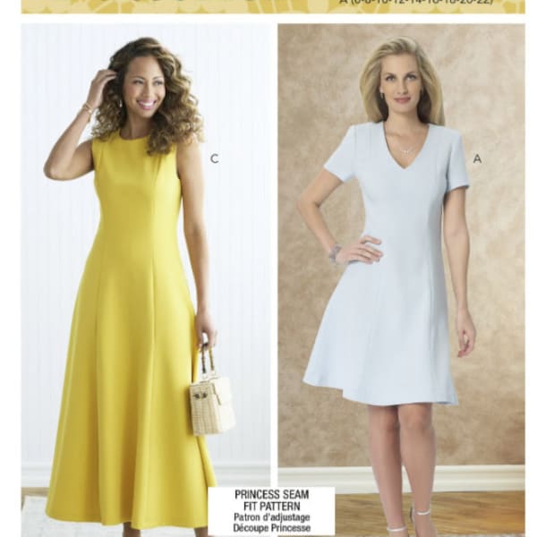 Patrón de costura para vestido de mujer, Butterick B6850, nuevo patrón, vestido entallado y acampanado para mujer, patrón de corte fácil, corte princesa clásico