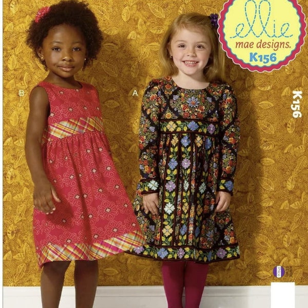 Sewing Pattern for Childrens Girls' Dresses, Kwik Sew Pattern K0156, Girls Pretty Dress, Girls Sizes 3  to  10 Dress Pattern