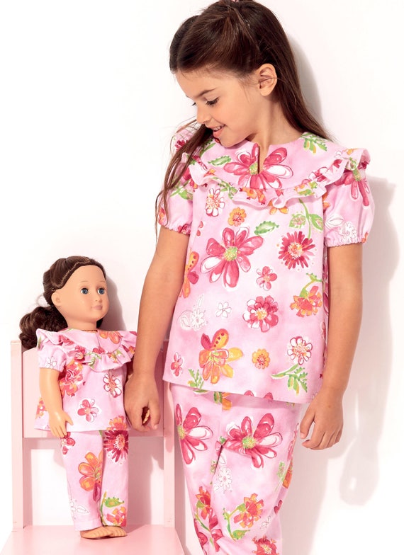 KWIK SEW SEWING PATTERN 227 GIRLS SZ 3-10 /& 18/" DOLLS PYJAMA TOP PANTS NIGHTGOWN