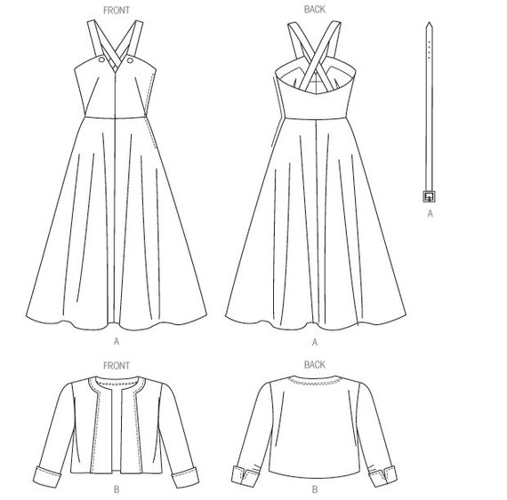 V8974 Vogue Sewing Pattern Misses/' Retro Vintage 1940s Jacket Dress Belt 1949