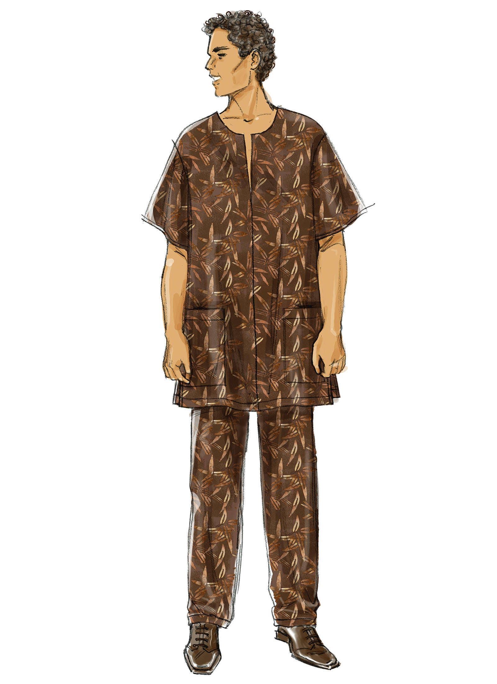 Sewing Pattern Womens' Men's Tunic Caftan Pants Hat - Etsy