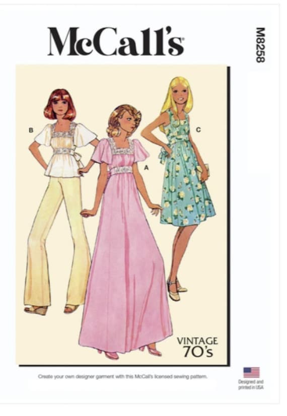 mccall's boho dress patterns McCalls 8214 Easy Tiered Boho Dresses Sewing Pattern adult and teen sizes  XS-M m8214