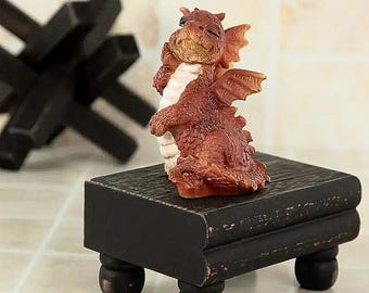 Fairy Garden Miniature Red Dragon Winking (Resin)  for your Fairy Garden, Terrarium, Miniature Castle Scene; Green Dragon, Fairy Tale Dragon