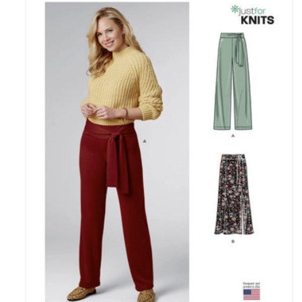 Sewing Pattern for Womens Knit Pants & Skirt, New Look Pattern N6709, New Pattern, Womens Stretch Knit Maxi Skirt and Pants in Sizes 8 to 18