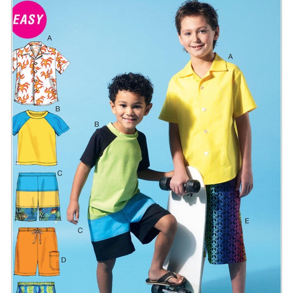 Sewing Pattern Children's Boys' Shirt, Top and Shorts, McCall's Pattern M6548, Easy Sew, Boys T-Shirt, Button Down Shirt, Shorts