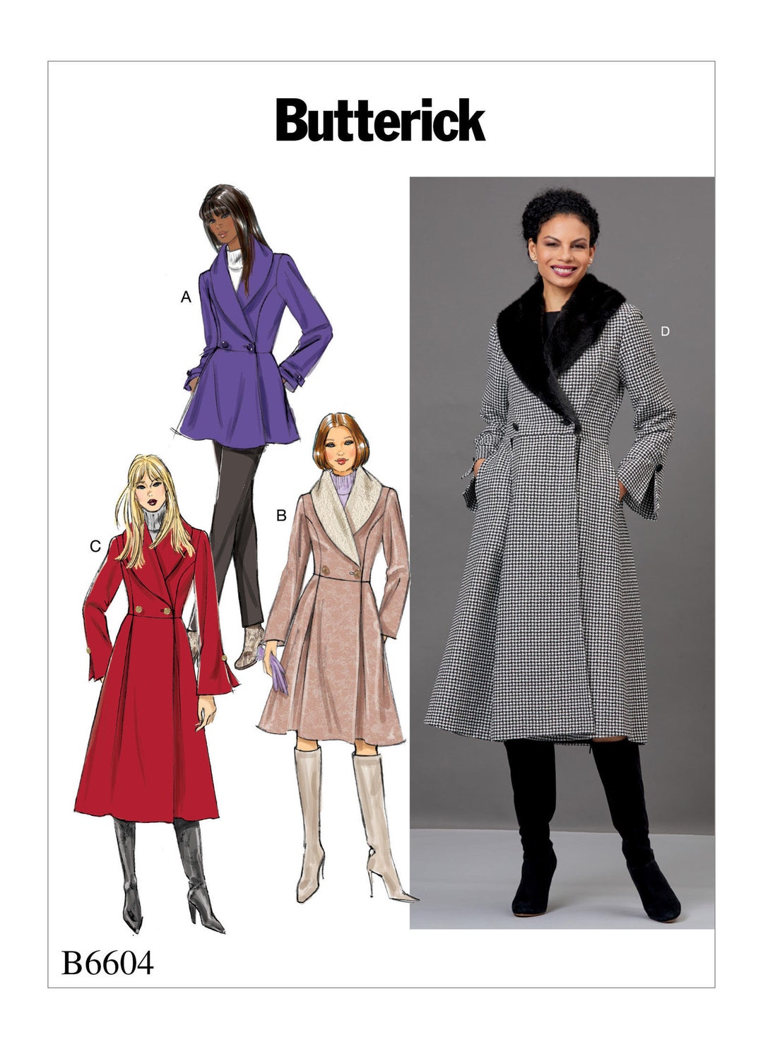 Sewing Pattern for Womens' Jacket Coat in 3 Lengths, Butterick Pattern ...