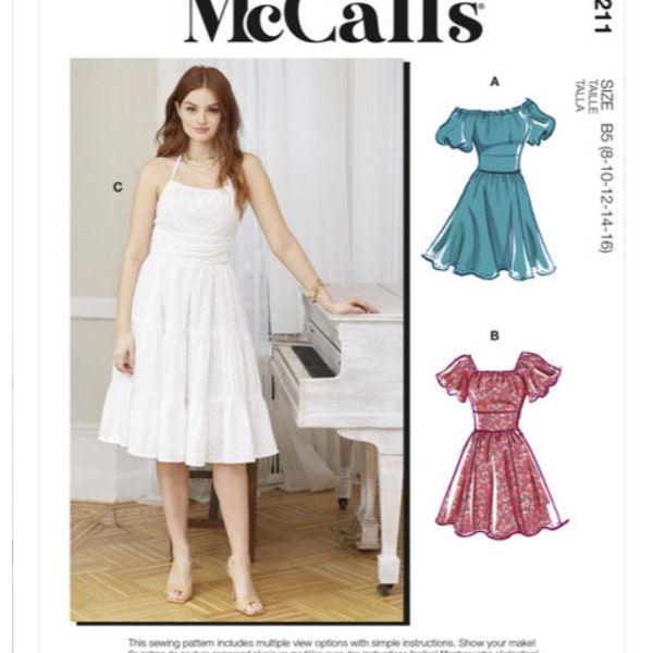 Sewing Pattern for Womens Dresses, McCalls Pattern M8211, In Sizes 8 to 32W, Womens Summer Dress