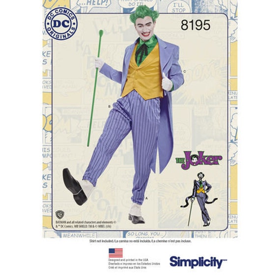 Sewing Pattern For D C Comics The Joker Costume Simplicity Etsy