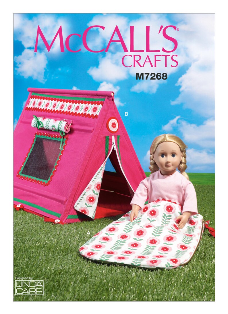Simplicity 5679 18/" Girl Doll Clothes Pattern Camping Tent Sleeping Bag Uncut