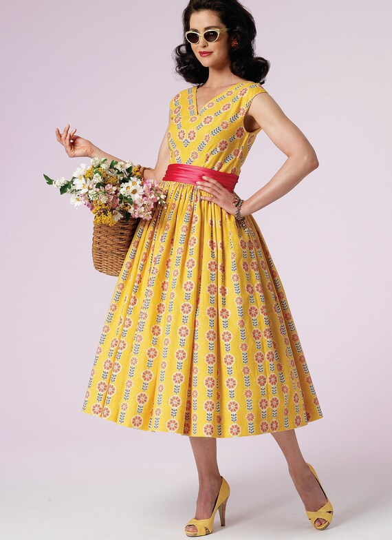 vintage dress design for ladies Misses'/Misses' Petite and Cummerbund-A5 (6-8-10-12-14) SHOPALL-DNR