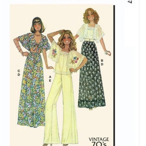 Sewing Pattern for Womens BOHO Tops, Skirt and Pants, McCalls Pattern M8257, NEW Pattern, 1970's Vintage Styles in Sizes 4 to 26