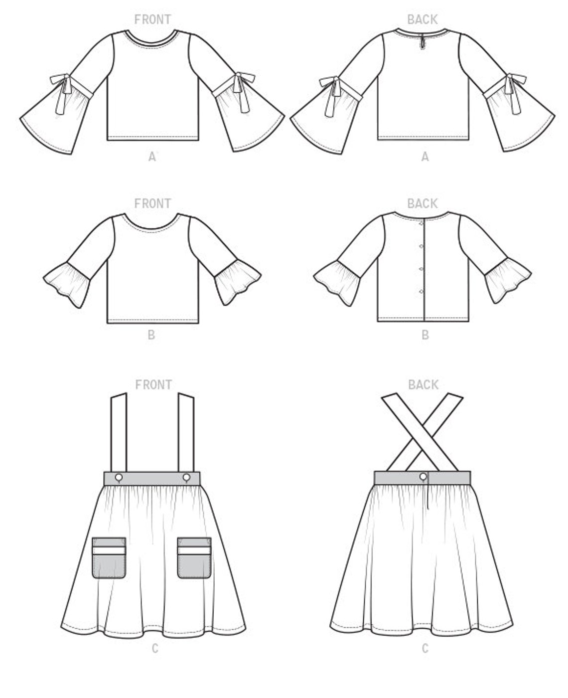 Sewing Pattern for Children's/girls Tops and Skirt Etsy