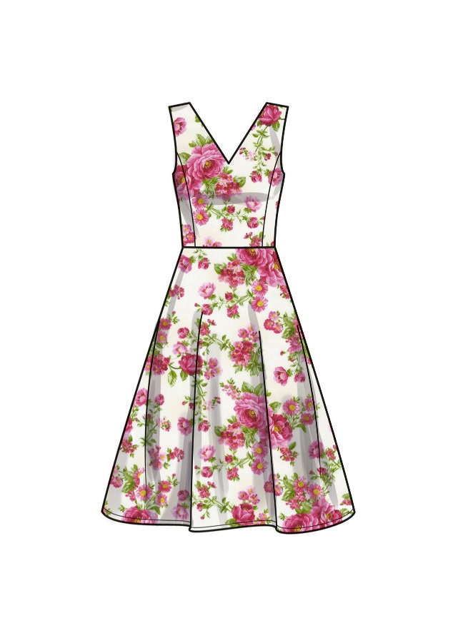 Sewing Pattern for Womens Dress in Sizes 8-18, V-neck