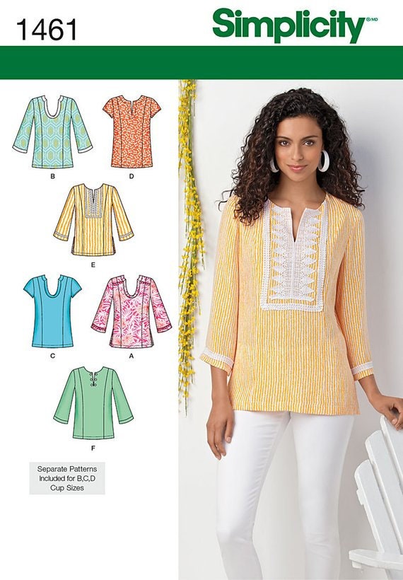 Sewing Pattern for Misses' and Women's Tunic Tops, Simplicity