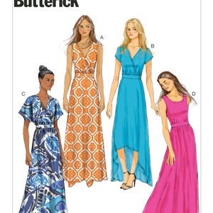 Sewing Pattern Womens Maxi Dress in Misses & Plus Sizes, Butterick Pattern 6051, EASY Sew, New Pattern, B6051, 4 Variations of Dresses