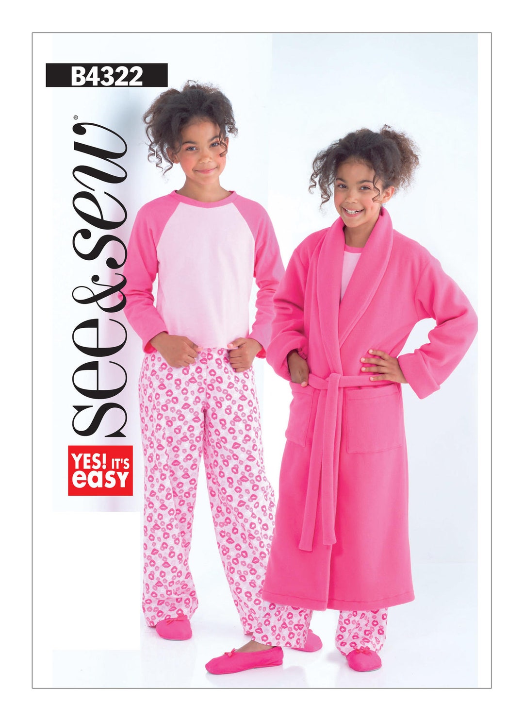 Sewing Pattern for Girls Sleepwear, Girls' Patch Pocket Robe, Raglan ...