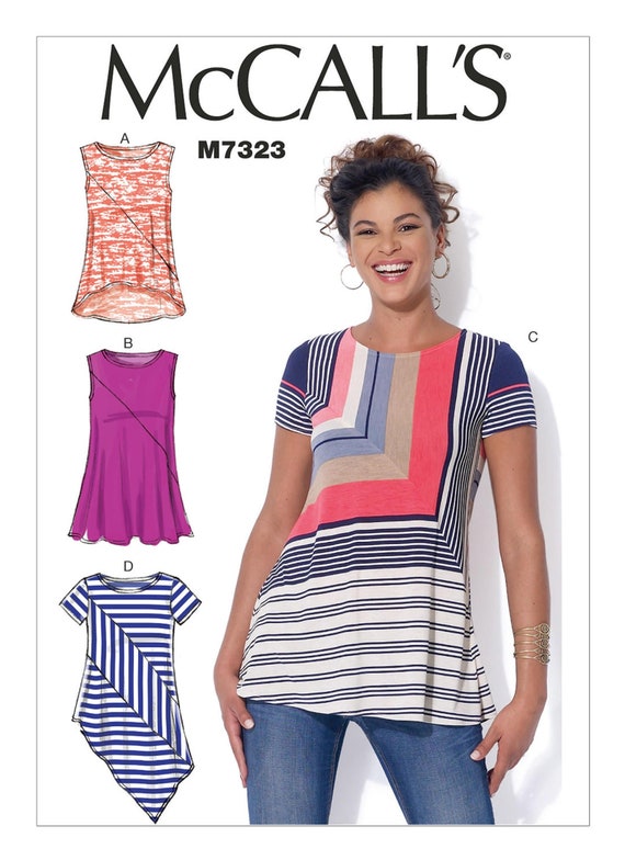 Patron de costura para blusas asimetricas con detalles de costuras para mujer patron de McCall M7323 tallas grandes disponibles tunicas sin mangas o de manga corta Etsy Espana