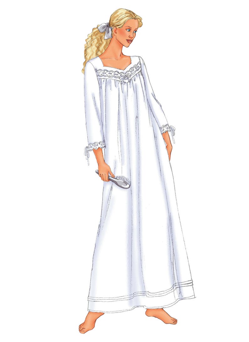 Sewing Pattern for Misses' & Misses Petite Diamond-Neck Nightgowns, Butterick Pattern B6838, Sleepwear, Nightgowns, Womens Nightgown Pattern image 4