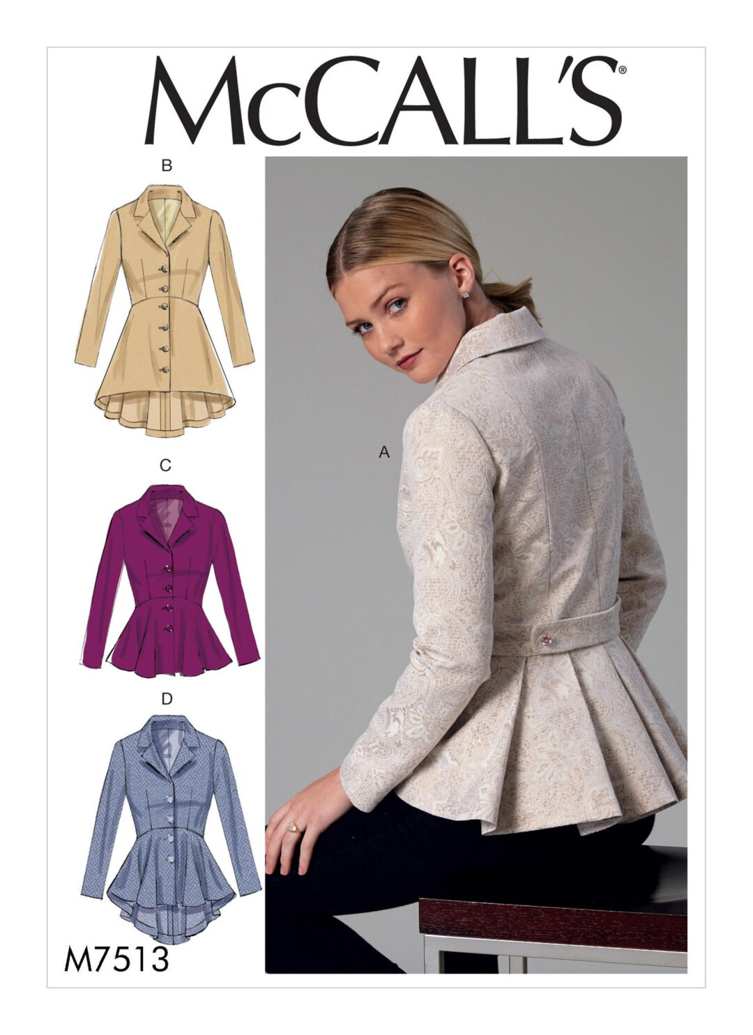 Sewing Pattern for Womens' Notch-collar Peplum Jackets - Etsy