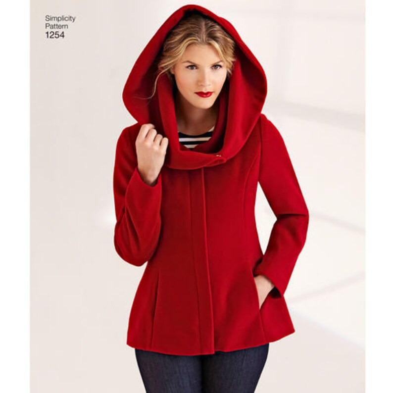 Sewing Pattern for Womens Coats Leanne Marshall Easy Lined Coat or Jacket, Simplicity Pattern 1254, Hooded Coat Jacket image 2