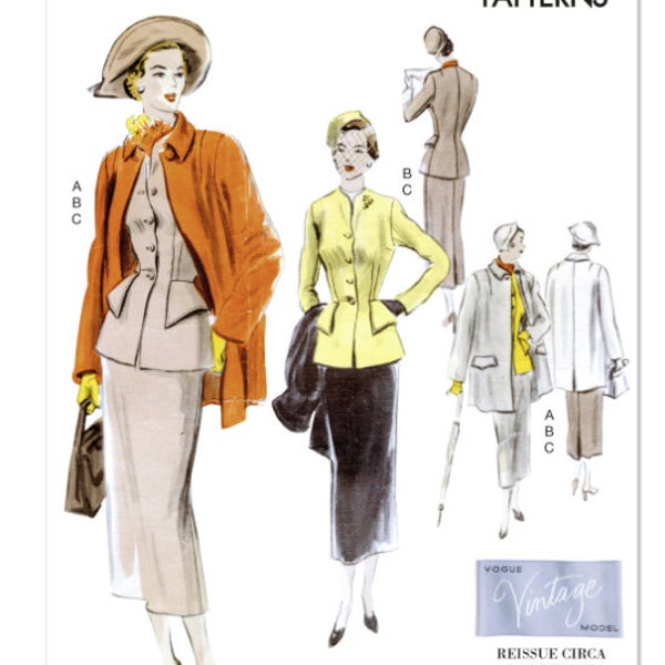 Sewing Pattern for Womens Vintage Suit and Coat, Circa 1949, Vogue Pattern V1932, 1940s Vintage Pattern Reprint, Womens Outerwear