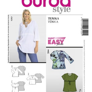 Sewing Pattern for Womens Plus Size Tunic Tops,  Burda Style Pattern 8100, Women's Plus, Plus Sizes 18 to 32 (44-58 EUR), VERY Easy SEW