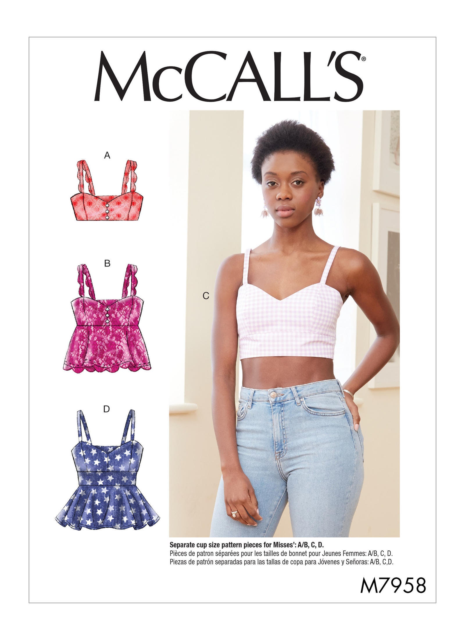 Sewing Pattern for Womens Tops, Mccalls Pattern M7958, New Pattern, Easy  Sew Pattern, Summer Tops, Bra Tops, Custom Cup Size Pattern 