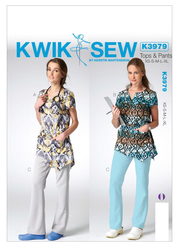 Sewing Pattern For Womens Misses Scrubs Top And Pants Etsy