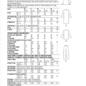 Sewing Pattern for Matching Pajamas for Men & Women, Simplicity S9207 ...