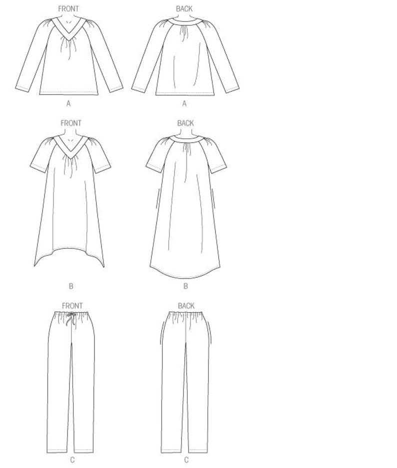 Sewing Pattern for Misses' Vneck Top Gown and Pants Etsy