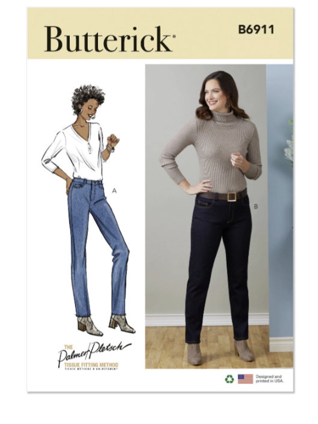 Sewing Pattern for Womens Jeans, Butterick Pattern B6911, Womens ...