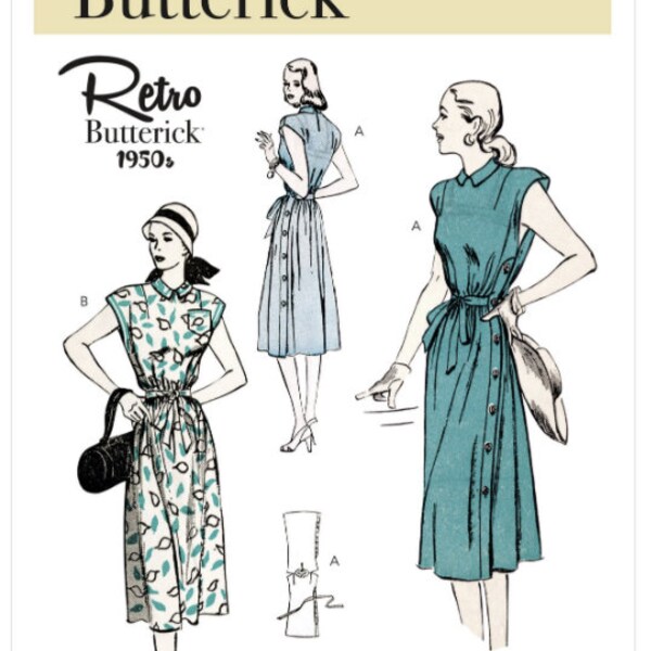 Patrón de costura para vestidos retro '50's de mujer, patrón Butterick B6889, vestido de estilo de 1950, vestido de estilo vintage EASY SEW