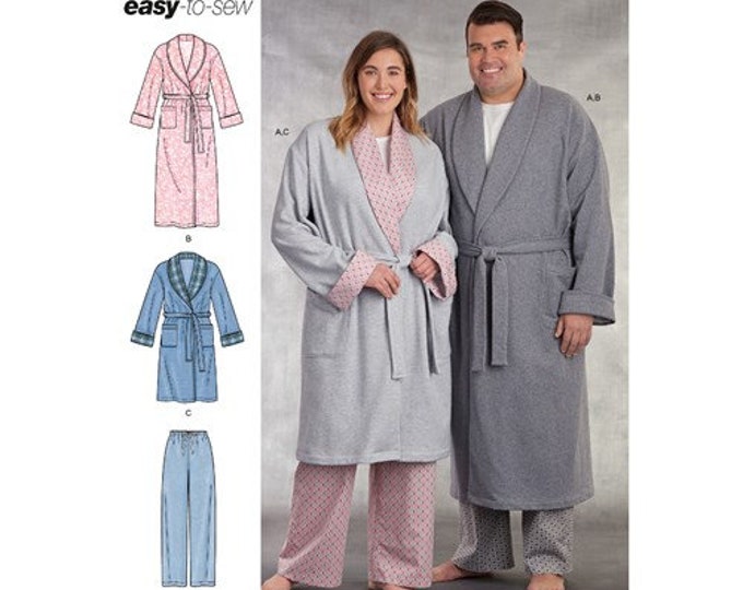 Bathing Robe Sewing Pattern Sewing Pattern for Matching Bath Robes for Men & Women, Sizes Sml to ...