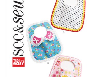 Sewing Pattern for Baby's or Toddler's Bibs, Butterick SEE & SEW Pattern B5669, Embellished Bibs, New Pattern, Bibs to Sew